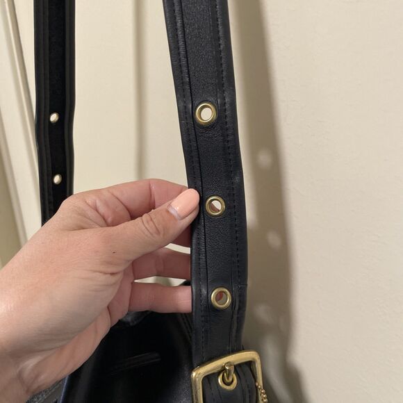 Vintage Coach 9952 Lula’s Legacy Drawstring Crossbody Bucket Bag Black Leather - Picture 6 of 12